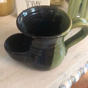 MudWorks pottery mug green black planter